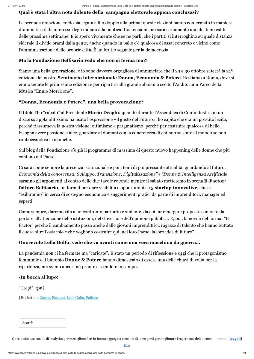 lellagolfo's tweet photo. La politica continua a penalizzare le #donne. Un brutto segnale per la democrazia.
Leggete la mia intervista a #CalabriaLive👇🏻 https://t.co/vcUOLVdxw1