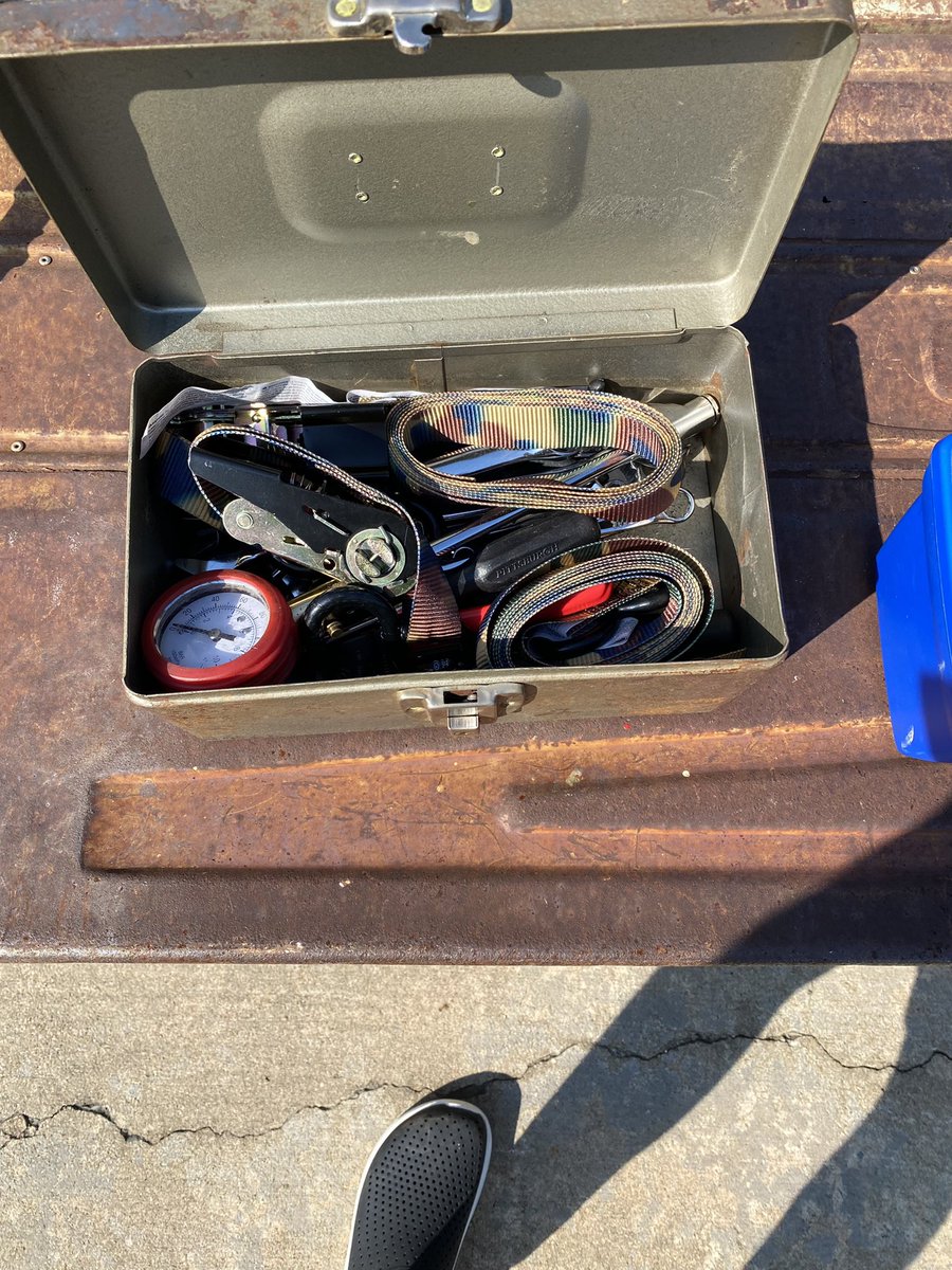 oldmanbeaston's tweet photo. You got to carry a few tools when you drive a 53 year old truck. Upgraded my tool box to match my old truck. #68F100 https://t.co/RjUdzWC4N0