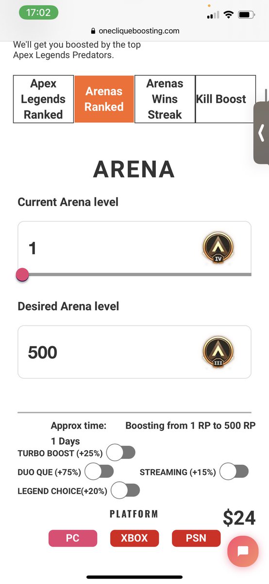 OCBoosting_'s tweet photo. For Arena Ranked or Win Streak, Head over to our website ๐ฅ 20% off for the first 10 Customers โ
#apexlegends #apexboost https://t.co/BDdglrOpMB