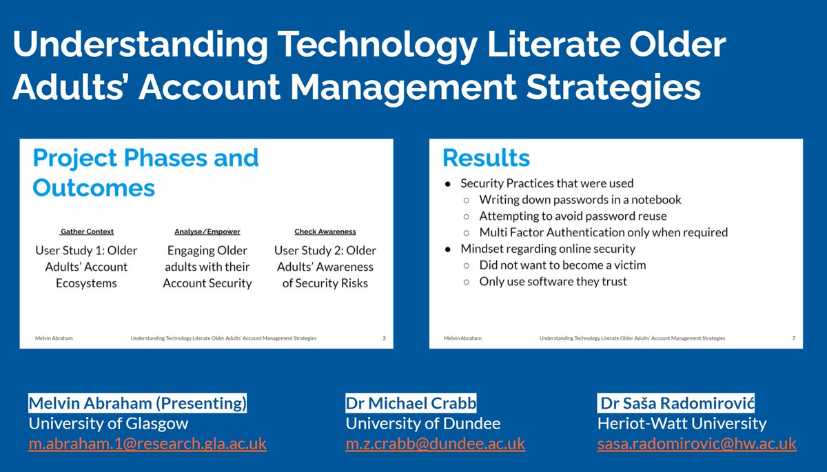 I had some really interesting discussions today at <a href="/STAST_Workshop/">STAST 2025</a>, where I presented my paper about the account management strategies used by older adults.

Co-Written with <a href="/mike_crabb/">mike_crabb</a> and Saša Radomirović

#STAST2021 #ESORICS2021 
<a href="/ESORICS_/">ESORICS 2021</a>