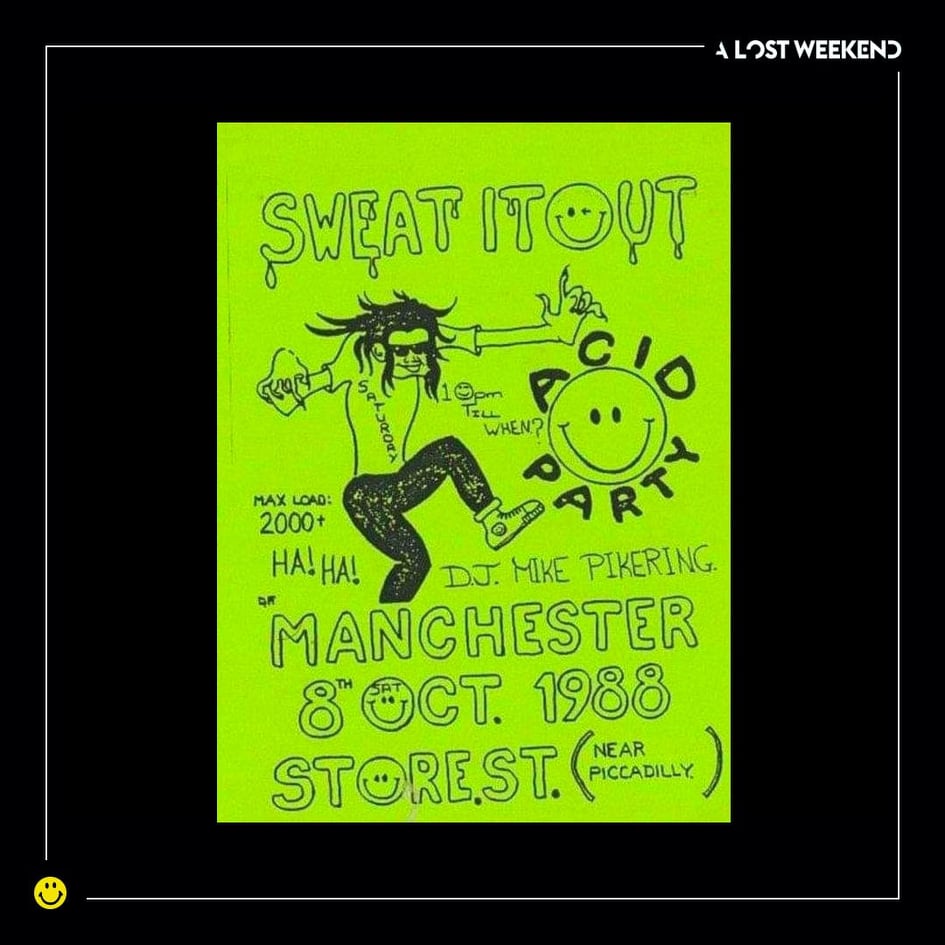 From the #flyervault for #fbf 🙃

🎪 Sweat It Out, Acid Party - 8.10.88
📍 Store Street, Manchester 
🎛 DJ Mike Pikering