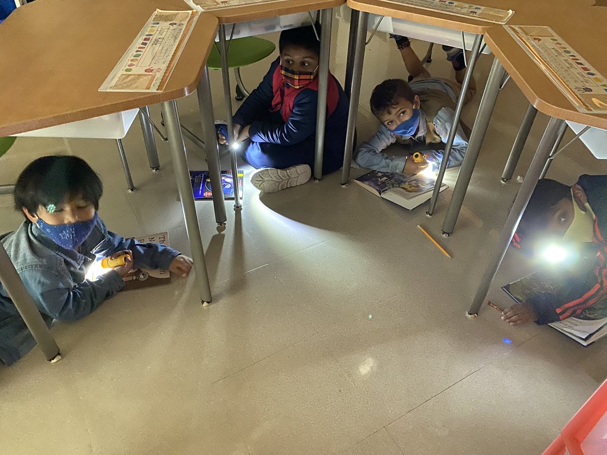 Fun flashlight reading as a surprise PBIS reward! Congratulations Cougars on earning so many Kudos! @CaleyPBIS