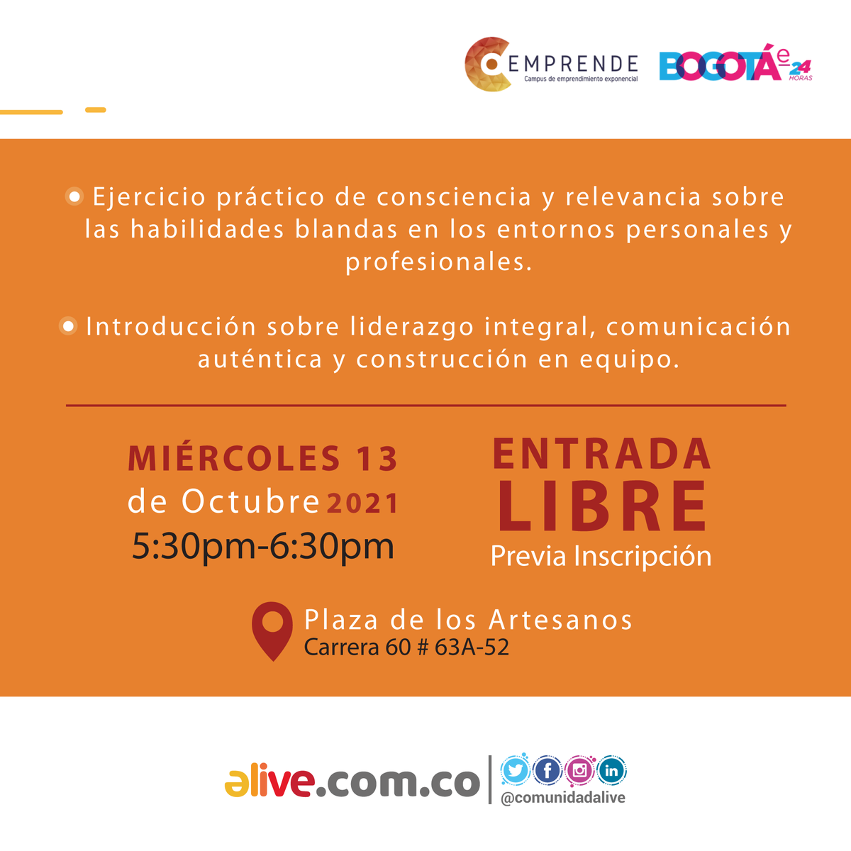ComunidadAlive's tweet photo. Uno unimos a #Cemprende @InnpulsaCol  y la @DesarrolloBta  para hacer un evento sobre habilidades blandas ¿Te unes?
https://t.co/U7fvF7Eb7a https://t.co/MYp2eqAvdq