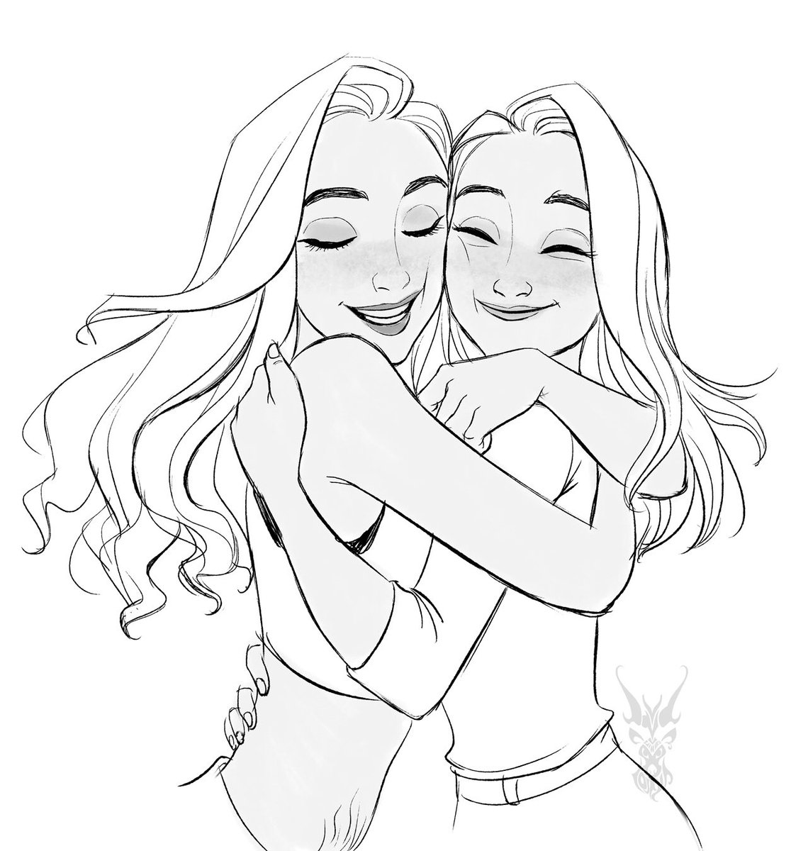 Twins hugs! Suki and Alice from @coralislandgame #inktober #characterart #visdev #sketch #digitalart