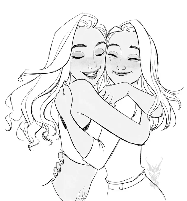 Twins hugs! Suki and Alice from @coralislandgame #inktober #characterart #visdev #sketch #digitalart 