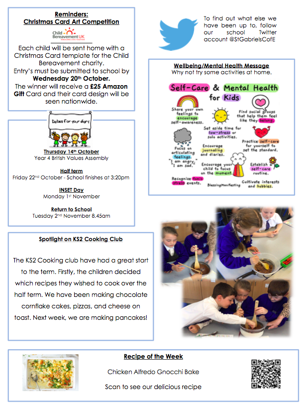 Y3StGabriels's tweet photo. Here is today's newsletter - make sure you check out our dates for your diary! We can't wait to see all your entries for the Christmas Card competition. Have a wonderful weekend @StGabrielsCofE @MBushellREMAT https://t.co/lJC7XSNPP0