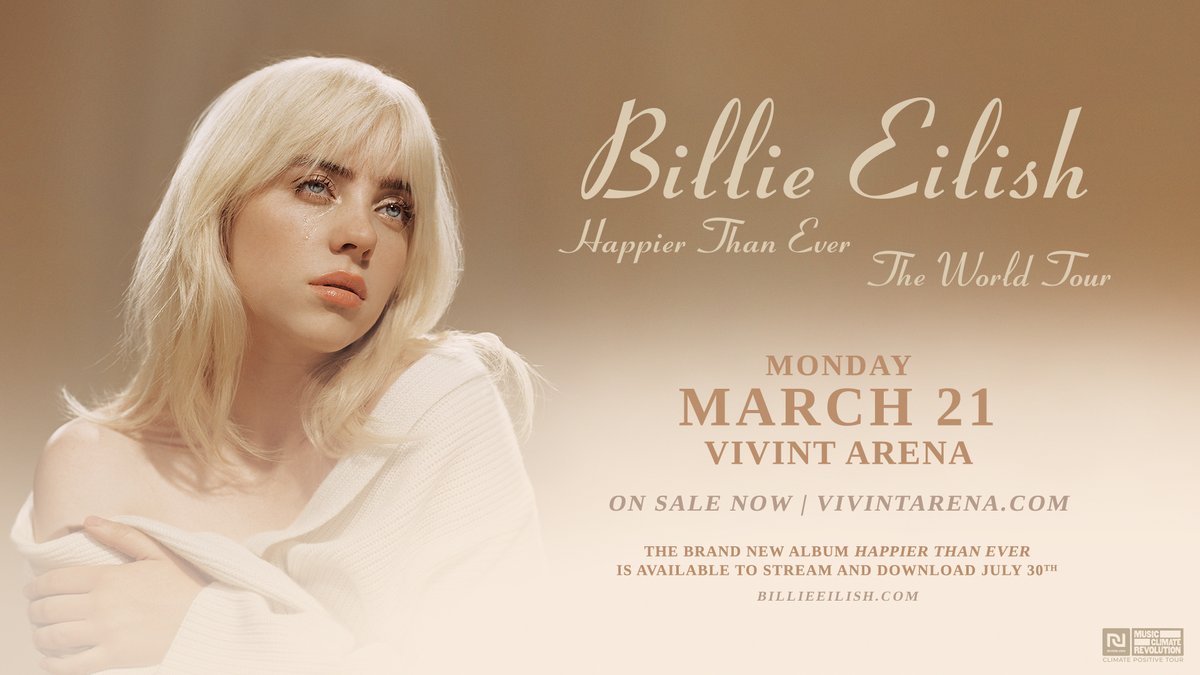 deltacenter's tweet photo. GIVEAWAY: In honor of our 30th anniversary we are giving away 2 lower bowl tickets to @billieeilish on March 21 at #VivintArena!
To enter:
1️⃣Follow @vivintarena
2️⃣RT
3️⃣Tag a friend
*Winner will be DM'd 10/9 by 11am https://t.co/9tie6OGnPS