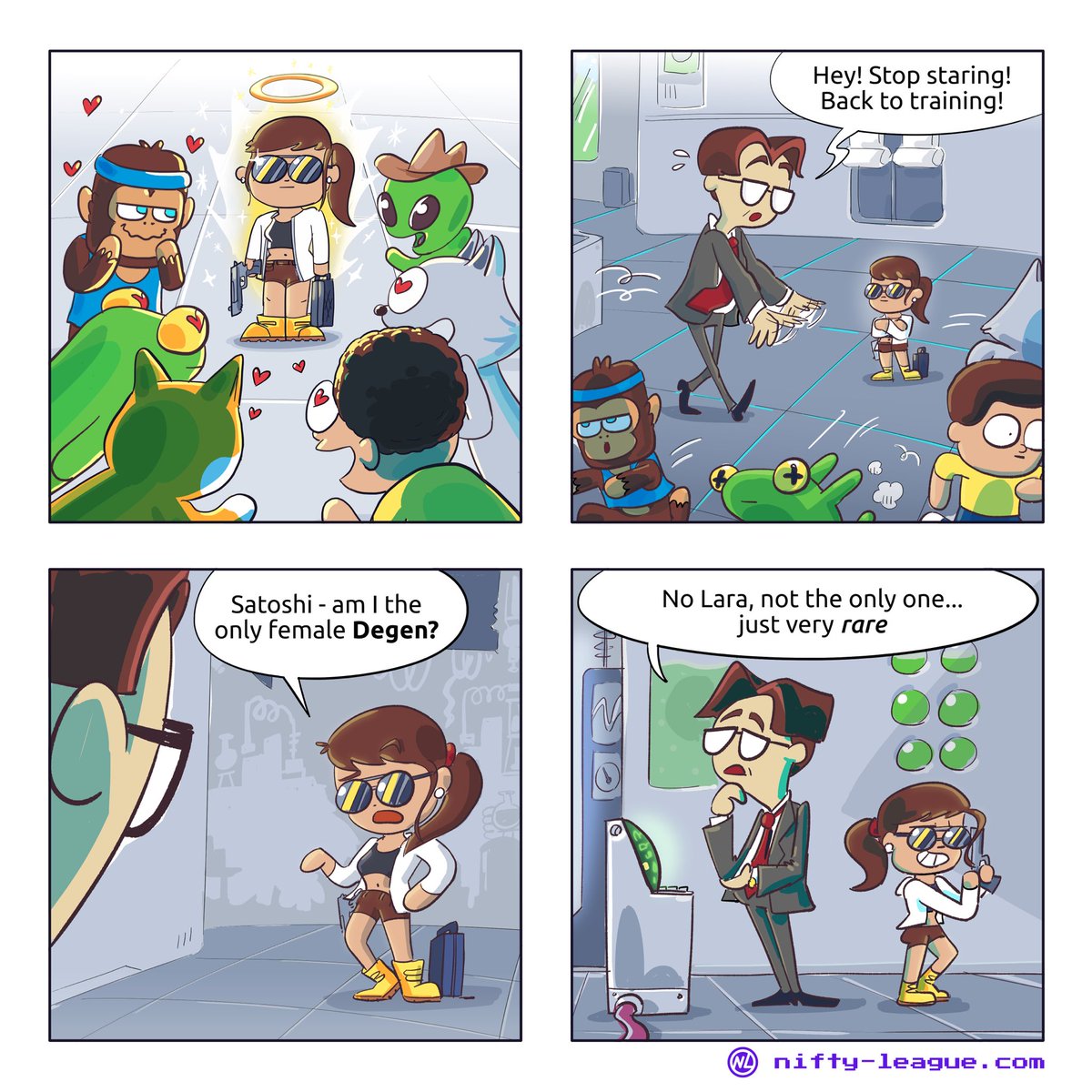 NiftyLeague's tweet photo. gm ☀️ 

👀 SATOSHI has started airdropping the comics to our early #DEGENS last night!!! 🤩 

Snapshots:
Comic #1 —> 2500
Comic #2 —> 3500
Comic #3 —> 5000
Comic #4 —> 7500

If you minted early and held your DEGEN at each snapshot last week…you will get all 4 Comics!!! 

👇 https://t.co/epdaZh1rGb