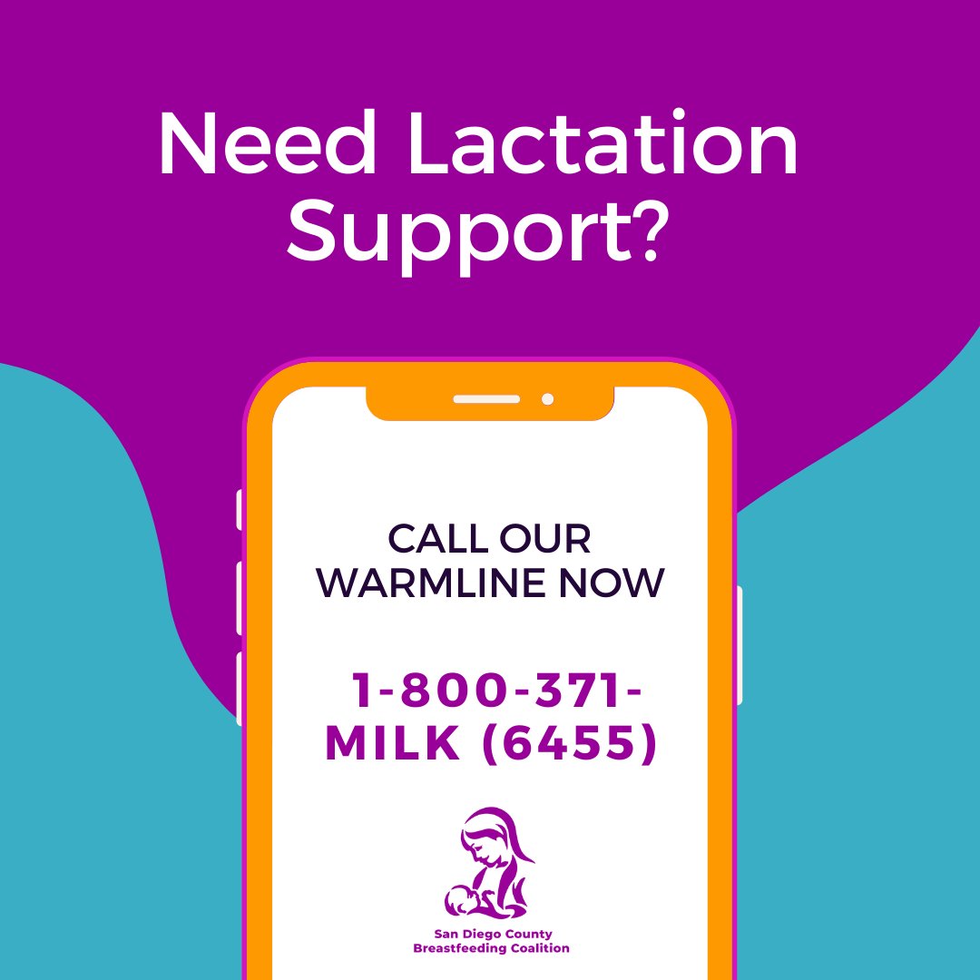SDBreastfeeding's tweet image. Looking for Lactation Support? We have your back ❤️

SDCBC hosts a warmline for all your breastfeeding questions and support needs.

Call 1-800-371-MILK (6455) to leave a message and get connected with volunteer lactation experts.
#lactationsupport #breastfeedingsupport