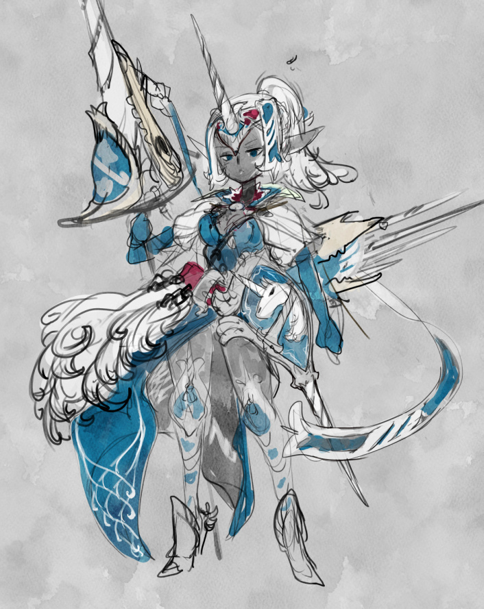 3 steps of this Unicorn Huntress
Design -> pose sketches -> Final
Have a great week-end !