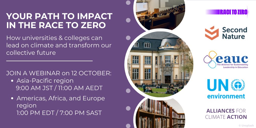 Universities and colleges have a vital role to play in the transformation to a net-zero carbon world by 2050.  Join us on Oct. 12 for webinars designed to empower your institution with the tools &amp; platforms it needs to accelerate its climate journey.