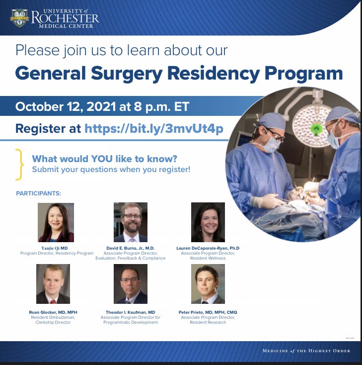 Come see what makes our program a great place to train! #StrongSurgery #match2022 #Gensurgmatch2022 ⁦⁦@URochesterSurg⁩