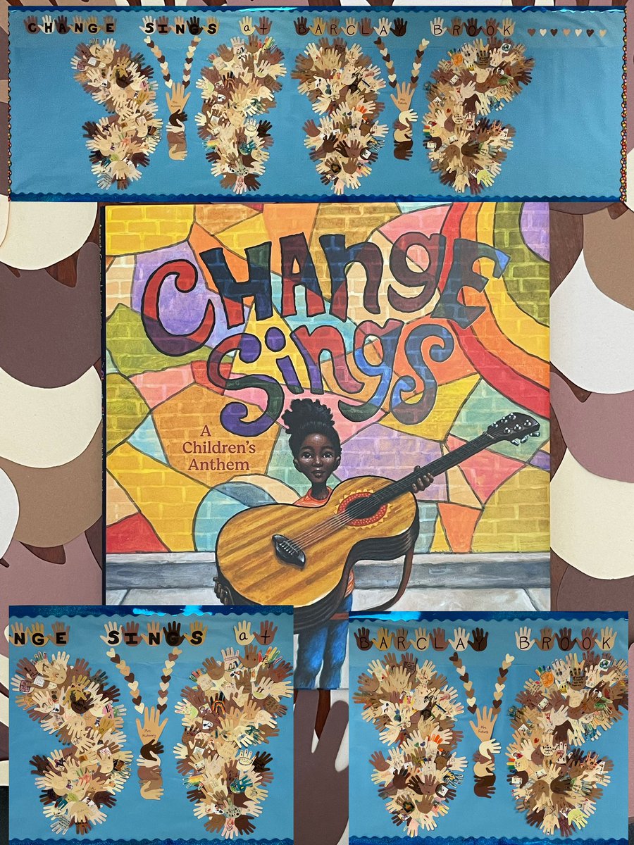 Change Sings at Barclay Brook! After reading this amazing book Ss decorated a hand to show how they can make BB a better place. The hands were arranged into a beautiful collage - WE are the change we want to see! #BBRocks <a href="/FiduraMaggie/">Maggie Fidura</a> <a href="/mtsdfalcons/">MTSDFALCONS</a> <a href="/TheAmandaGorman/">Amanda Gorman</a> <a href="/lorenlong/">Loren Long</a>