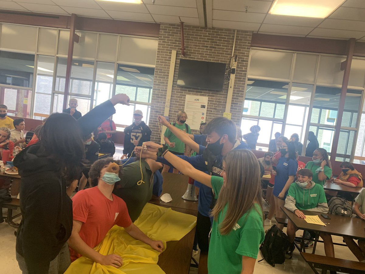 Last day of lunchtime games! Today was the donut eating competition, and this picture is of the participants in A lunch!