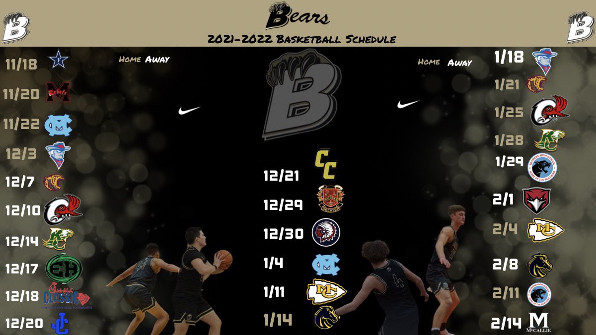 2021-2022 Bradley Central Boys Basketball Schedule 🐻🏀