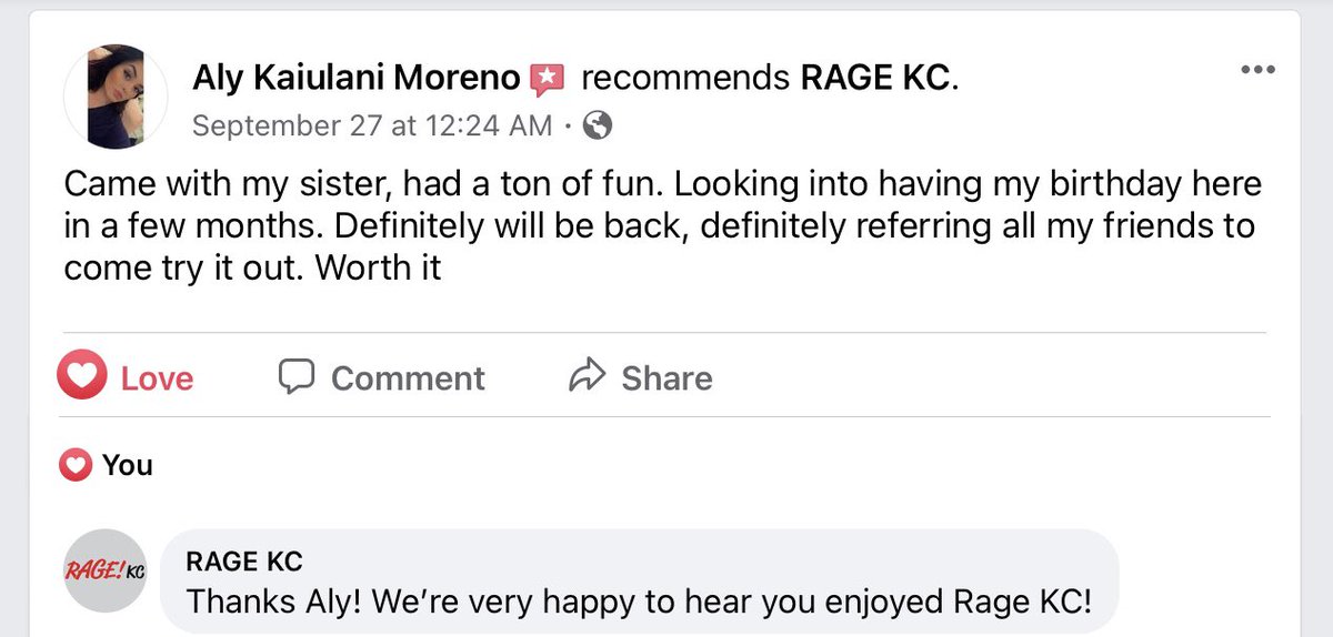 What are people saying about Rage KC?! Thanks ragers for your excellent recommendations!