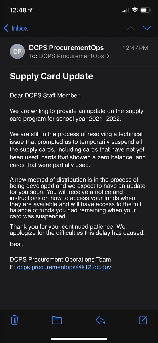 DCWard7teacher's tweet photo. Mayoral control will get us textbooks they said. It will streamline procurement they said.
Meanwhile I once again don’t have books for my AP class because DCPS didn’t order enough and they can’t even give us our money for supplies.
Check out this update: https://t.co/5rzeo9tOAQ