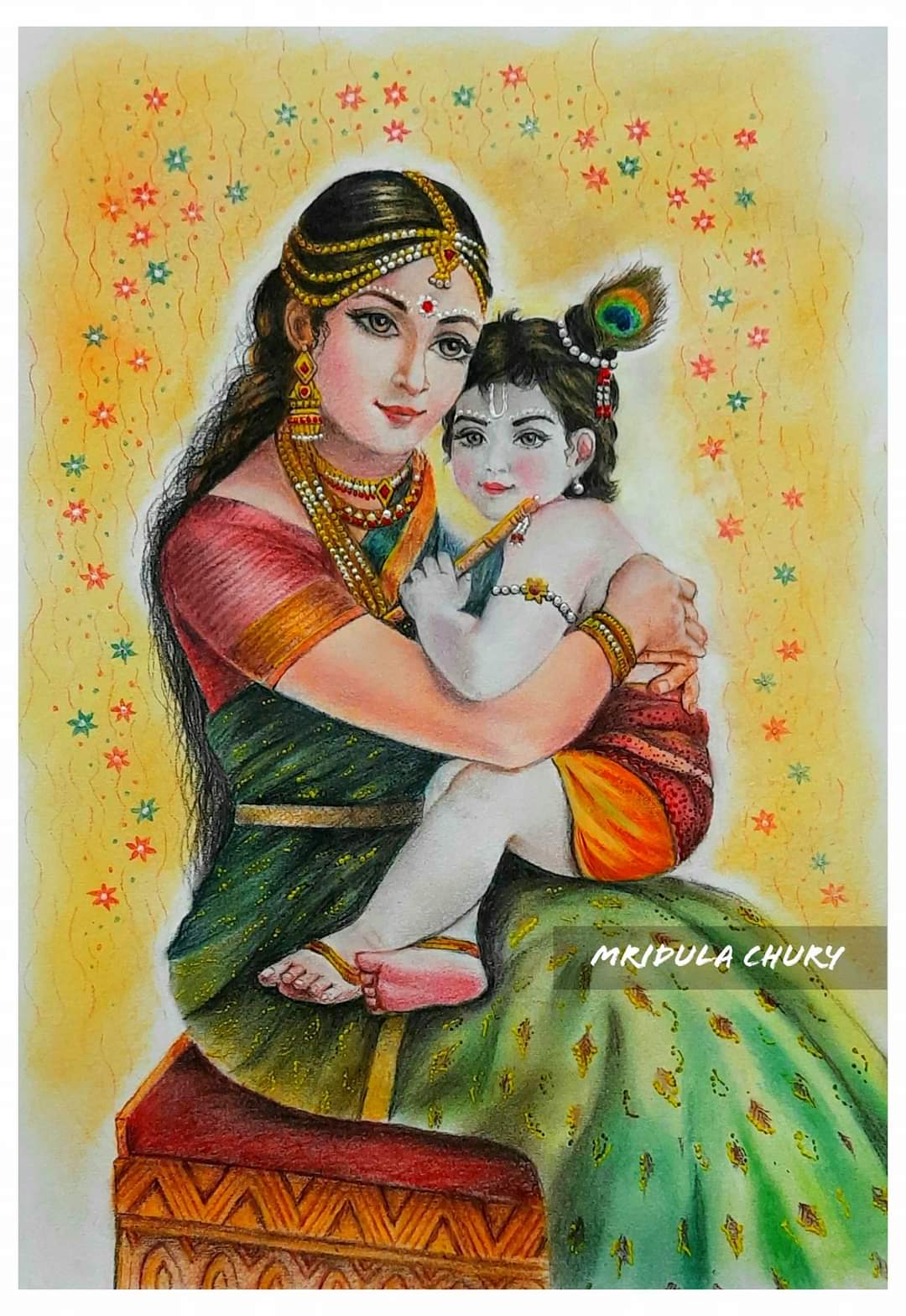 Buy Radha Ji Krishna Ji Art Handmade Painting by VIPRA AGARWAL.  Code:ART_7886_55179 - Paintings for Sale online in India.