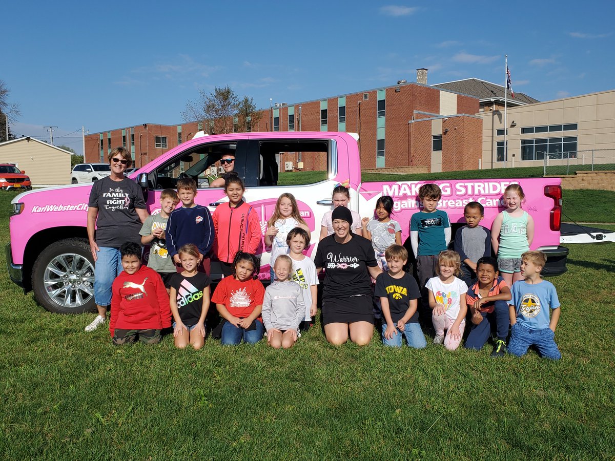 NEHelementary's tweet photo. In this family we fight together! Today we had the privilege of walking our favorite "Warrior" Mrs. Johnson in her fight against breast cancer! #JohnsonStrong #breastcancerawarenessmonth https://t.co/yAKLkSyWWT