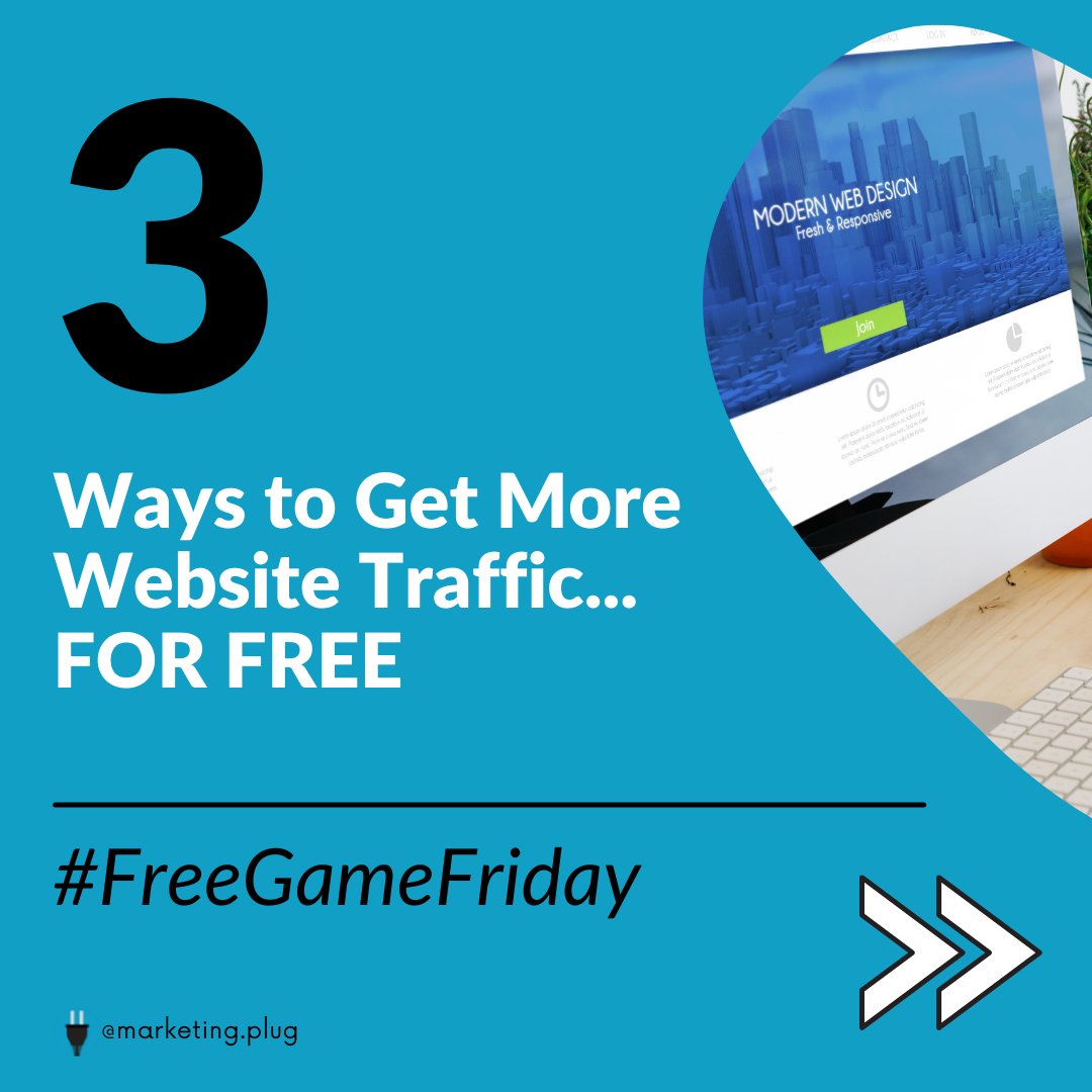 MarketingPlug's tweet photo. Seriously, who doesn't need more website traffic?  Instead of paying for ads and handing over money every time someone clicks, there are better ways.... and they're free. Check out our top 3. https://t.co/ONvV0HLV9b