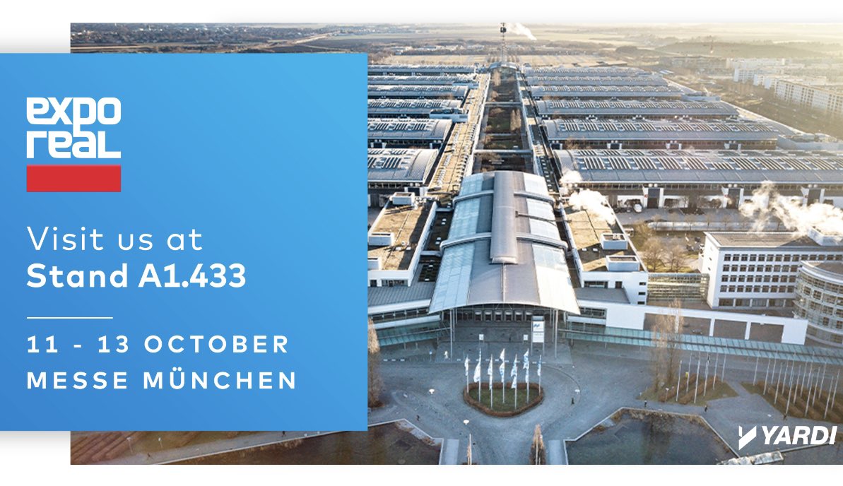 Whose at @exporeal_team in #Munich next week?  Drop by the <a href="/Yardi/">YARDI</a> booth to say hi and learn about the latest innovations in #PropTech shaping European #RealEstate