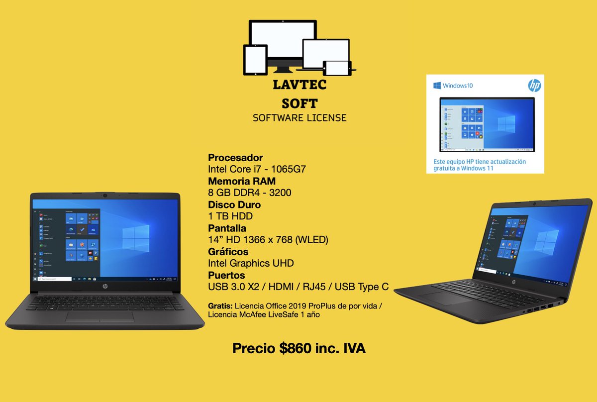 Una HP Potencial -  i7 al mejor precio del mercado, con sus licencias ORIGINALES. 

Información ℹ️ wa.link/zsb9xf