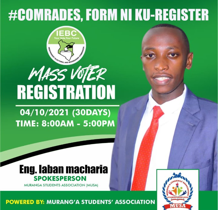 Comrades, form ni ku-register.
Fika pale polling station yako uweze kuregister kama voter. Mass registration inafanywa daily kutoka 8 am hadi 5 pm. This round hatuachwi nyumba. #Tujitokeze
Your vote your future
