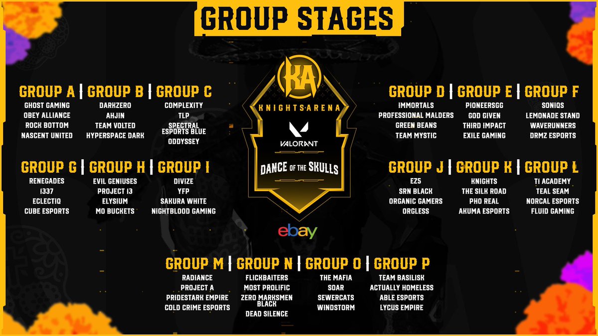 KnightsArena's tweet photo. ⚔️ GROUPS ARE HERE ⚔️

The #KnightsGauntlet: Dance of the Skulls 💃💀 starts tomorrow! 

Out of the 64 teams competing who do you think will dancing their way out of the group stages?

📅 October 9-10
⏰ Starts @ 2:00PM EST

More info:
📜 https://t.co/5jFaPOZ825 https://t.co/1txFocDETV