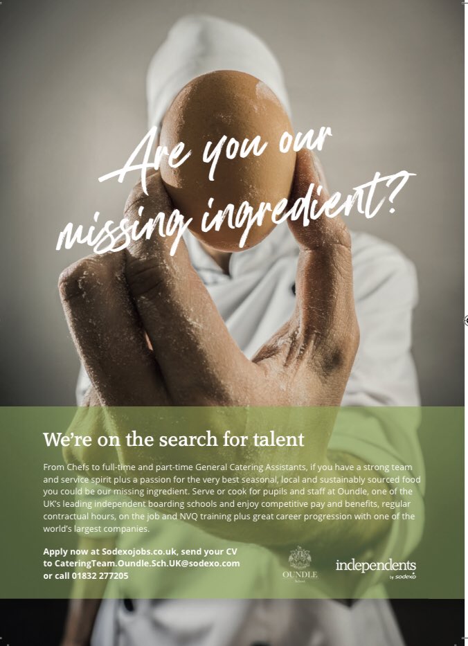 We are looking for some talented chefs to join us here at Oundle School with lots of great benefits so why not get in touch and come and join a great team at a wonderful school #chefs #greatopportunities