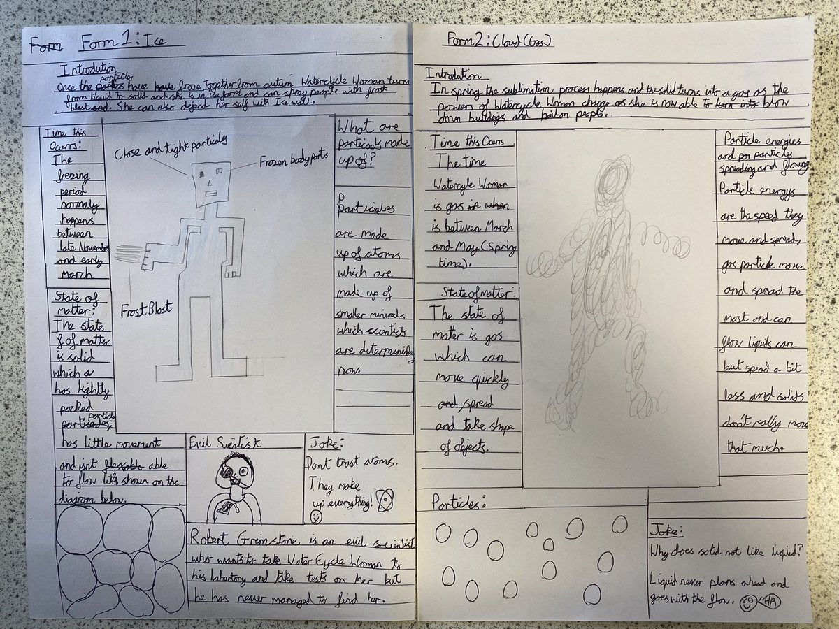 WolfretonSci's tweet photo. Miss Moores was soo excited by this fantastic homework that she couldn’t wait to share it! Fantastic scientific knowledge and added laughs with the science jokes. Great work Jude #excellence #superheroscience https://t.co/8ogWni46Wr
