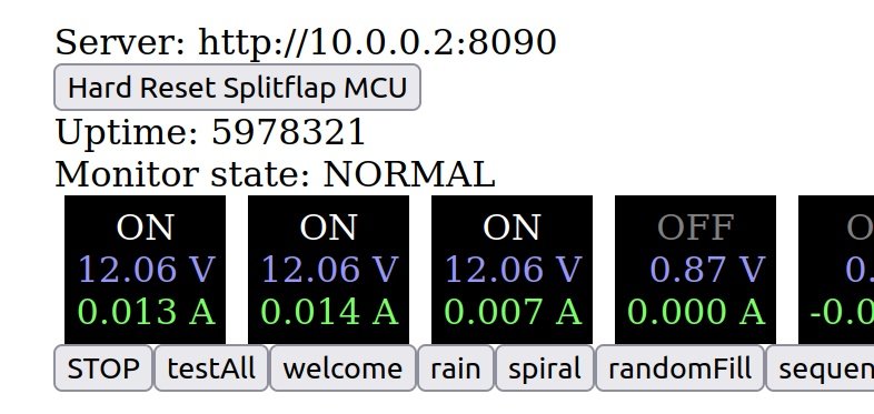There's a lot going on under the hood of our split-flap display installation at <a href="/publicartpa/">Palo Alto Public Art</a>'s Code:ART event.

Beyond the 4320 individual flaps, 108 motors, and 19 PCBs, we've also got an internal web interface for stats on individual module performance &amp; power subsystem.
