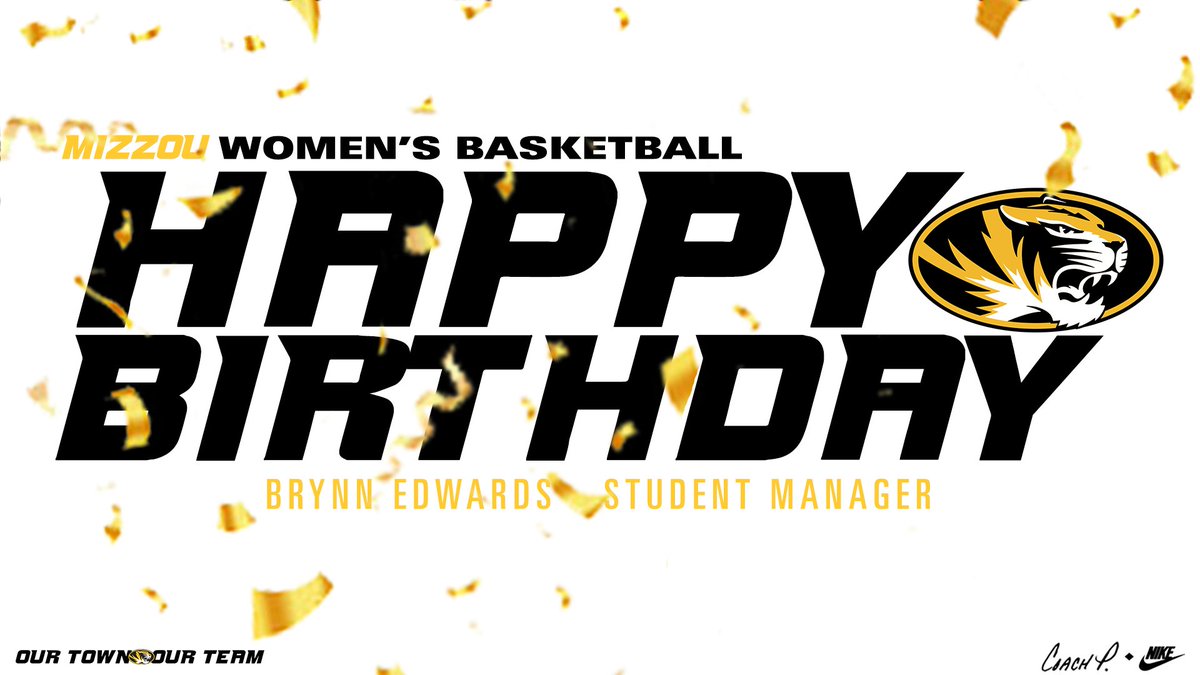 MizzouWBB's tweet photo. 𝗛𝗮𝗽𝗽𝘆 𝗕𝗶𝗿𝘁𝗵𝗱𝗮𝘆 to our manager Brynn Edwards. #OurTownOurTeam🐯🏀 https://t.co/pUbF5Yuinh