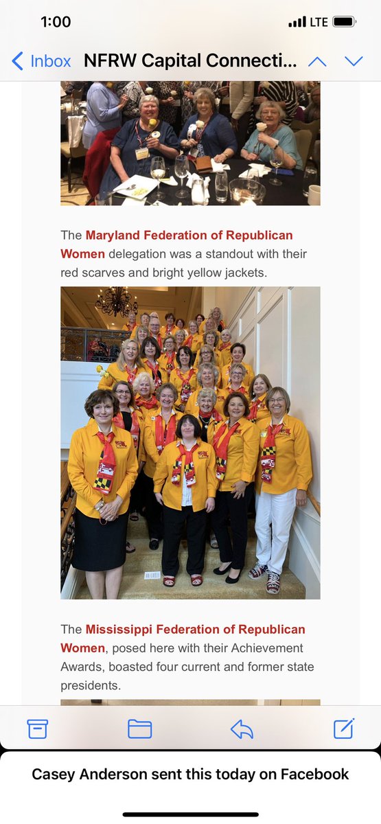 HalversonLaurie's tweet photo. Maryland Federation of Republican Women were recognized in the National Federation of Republican Women’s newsletter! Our uniforms were a hit at the convention! ⁦@NFRW⁩ ⁦#MFRW ⁦@MDGOP⁩ #MCGOP https://t.co/IowYLYq0VO