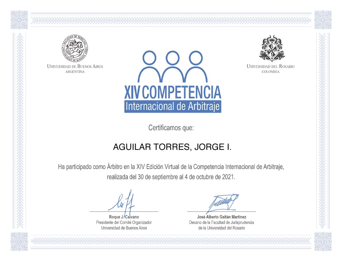 maqueoabogados's tweet photo. Ha concluido la XIV Competencia Internacional De Arbitraje, en la que nuestro socio Jorge I. Aguilar participó como árbitro y la Universidad Panamericana Campus Guadalajara fue finalista, nuestro reconocimiento y felicitaciones muchachos UP-CG !!! @ciarbitraje https://t.co/jUInQCAWvm