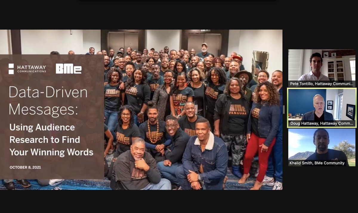 #ProTip from <a href="/HattawayComm/">Hattaway Communications</a>’s #ComNetworkV21 session: "Audience research frees us from our own cognitive biases"... so use audience research to identify language that resonates most with your audiences. Then lead w/ those "winning words” in your comms. 

<a href="/TheComNetwork/">The Communications Network</a> #Comms4Good