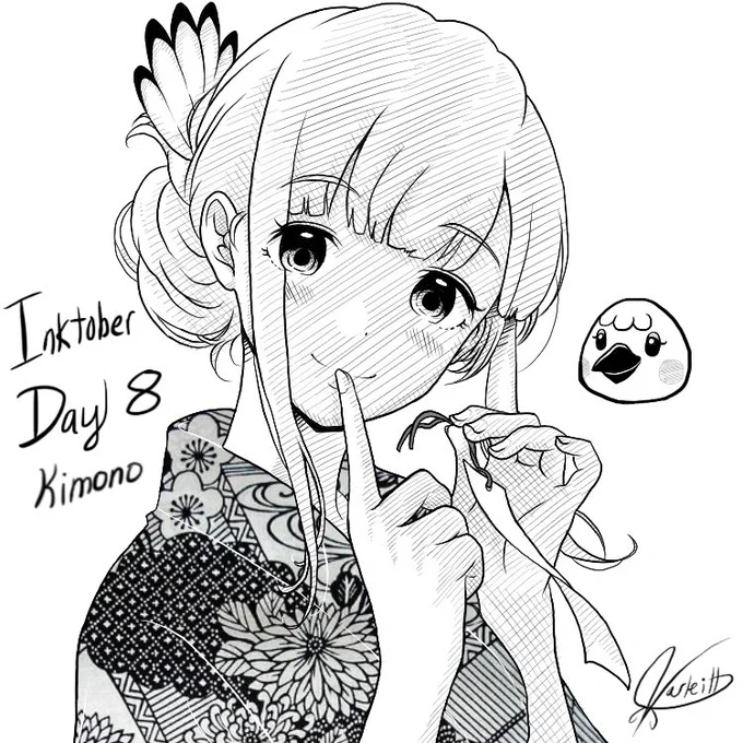 Day 8: Blanche in a Kimono 
#acnh #inktober #cutgirltober #blanche #anime #villager #gijinka #ostrich #kimono #AnimalCrossingNewHorizons #acnh #nintendoswitch 