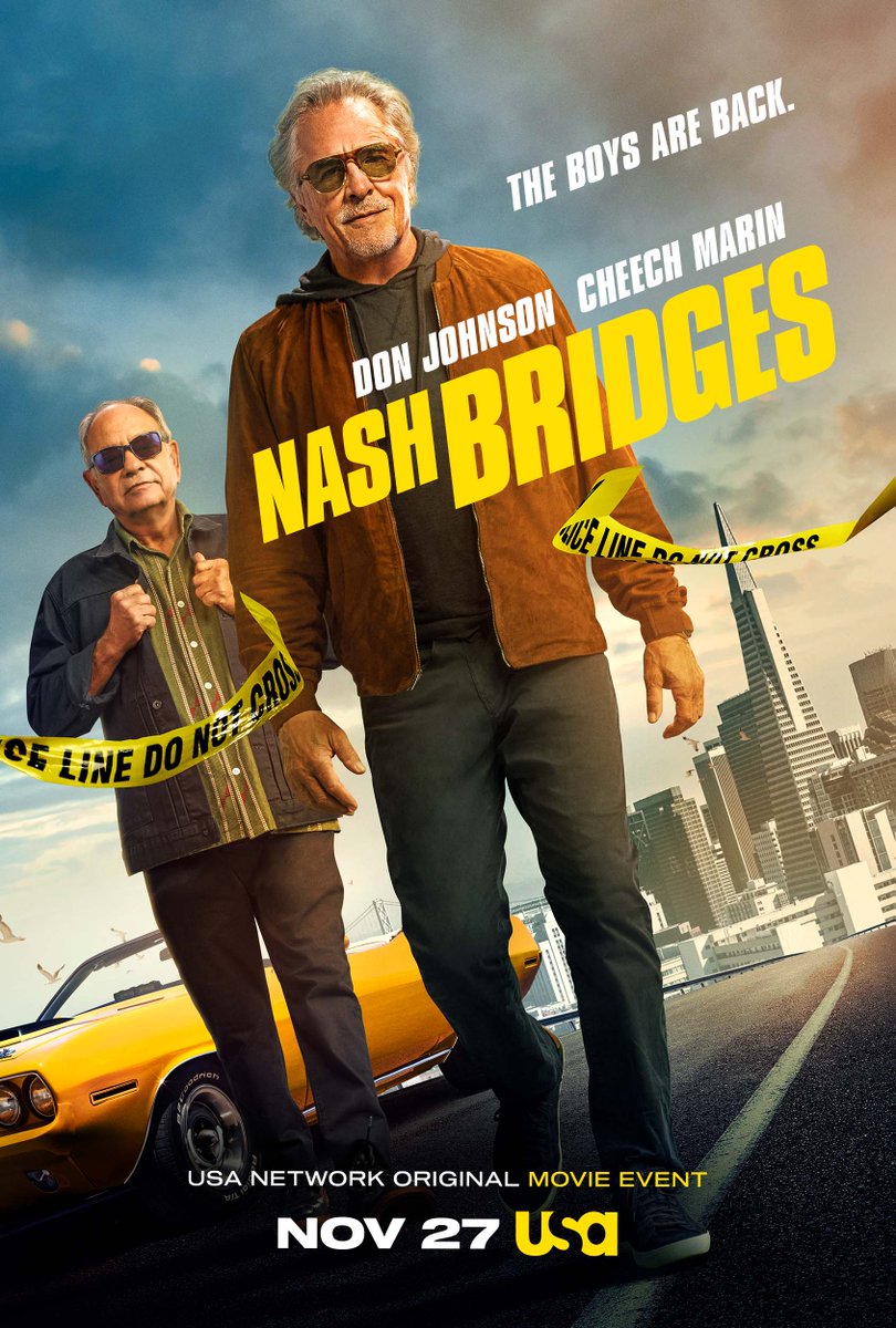 TVTango's tweet photo. 📣The Boy Are Back...@USA_Network Premieres @CarltonCuse #NashBridges Movie w/ @DonJohnson @CheechMarin @jscandalp @DiarraOni @BonSomerville @JoeDinicol @TheAngelaKo Saturday, November 27 at 9pm https://t.co/5JGQfwqons https://t.co/QJDTLWJuDf