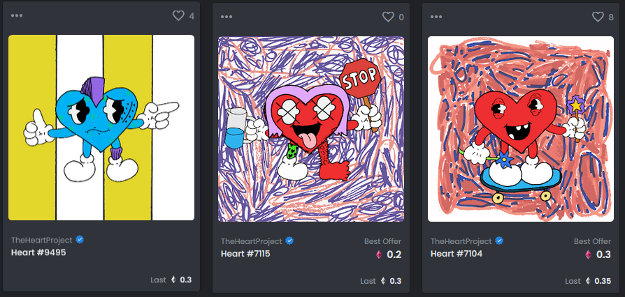 Swept the floor of the <a href="/HeartNFTs/">The Heart Project</a> 

Big announcement coming today. I think this maybe a project that really can go mainstream. Passionate team which is my #1 attribute to look for. 

Could be wrong. Maybe right. 
Degen either way.