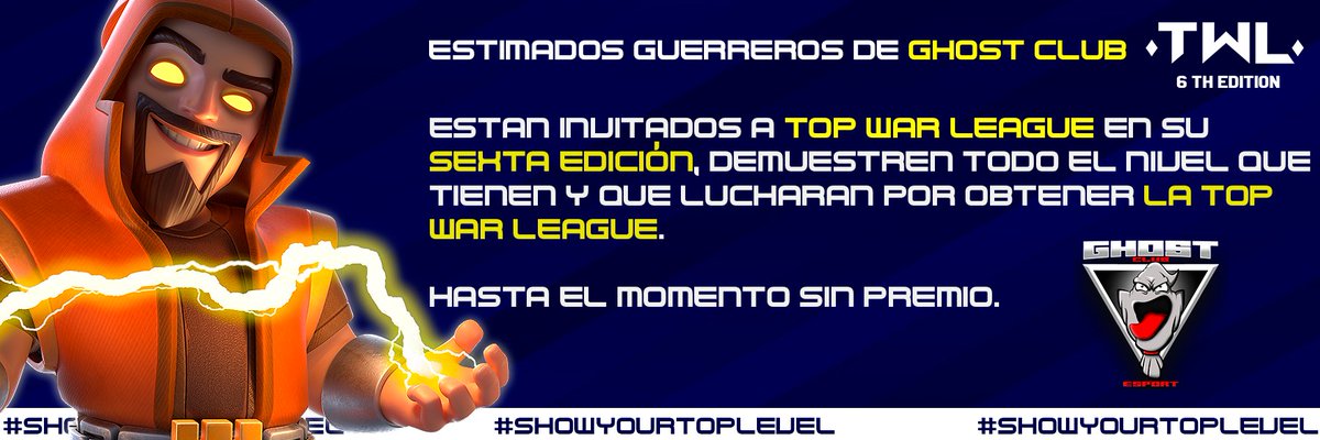 Muchas gracias @TopWarLeague por la invitación 👌

Daremos lo mejor en este gran torneo...

👻 👻 👻 🌟🌟🌟

#PorLaVictoria #ClashOfClans