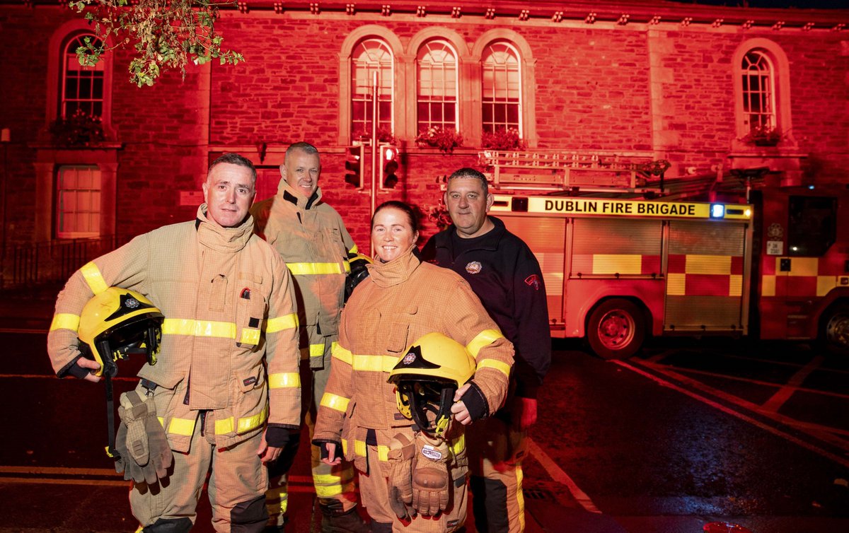 For #FireSafetyWeek Balbriggan Courthouse was lit up Red #Red4Ready
Thanks to Elaine Lawless, Wayne Cawley, Glenn Fitzgerald and Stephen Fowley some of our brave Fire Fighters who are there for us.
For great advice visit firesafetyweek.ie