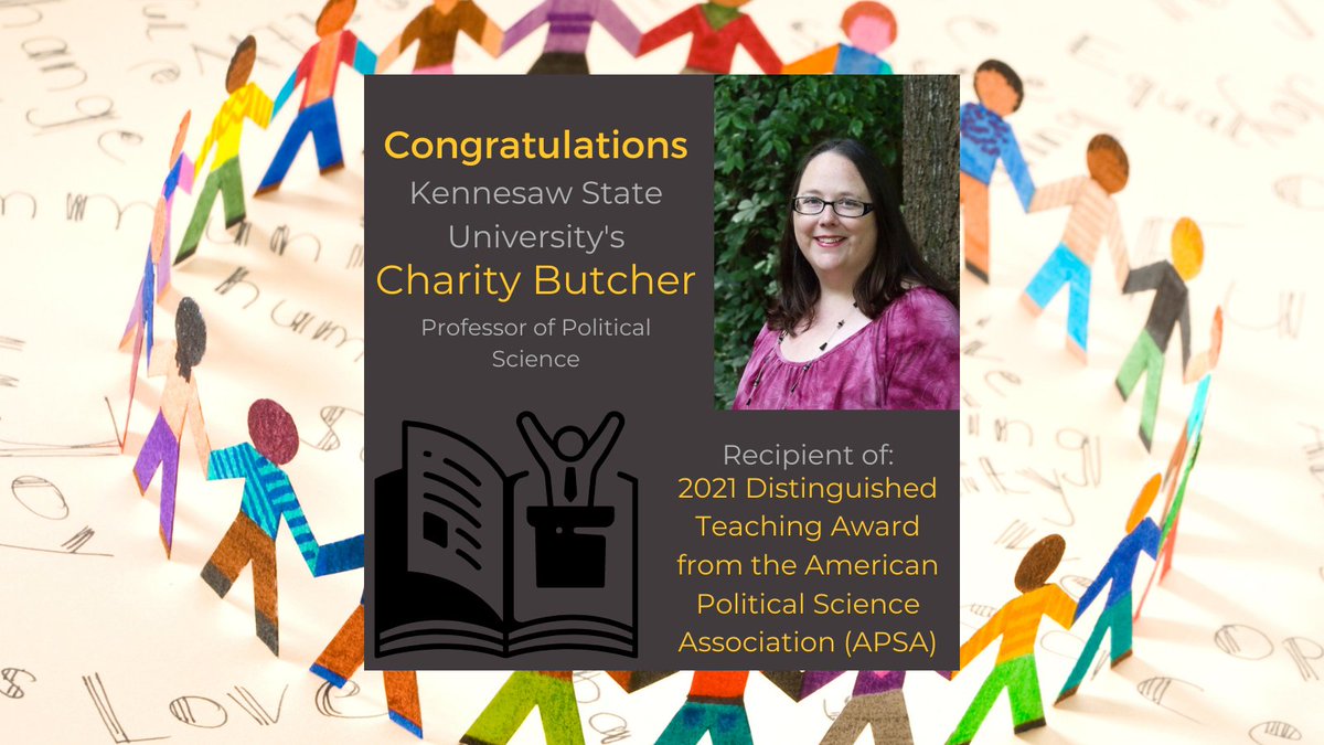 KSUresearch's tweet photo. Hey @kennesawstate! Help us congratulate Political Science Professor Charity Butcher on her win of the 2021 Distinguished Teaching Award!

Learn more: https://t.co/d8POGGQHCq https://t.co/TK7v3ea9G0
