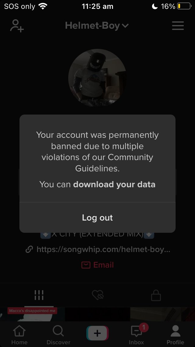 Thehelmet_boy's tweet photo. @TikTokSupport my TikTok account @weirdo.kobi got wrongfully banned. I didn’t even broke any community guidelines or did anything wrong. Can you please get my account unbanned? https://t.co/ViDCWB8KoK