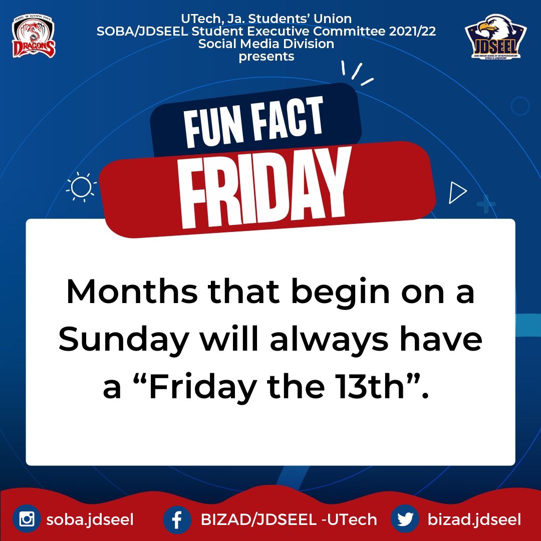 soba_jdseel's tweet photo. Fun Fact Friday 😃: Did you know that when a Month begins on a Sunday it will always have a "Friday the 13th". That's tight😁 Don't believe? Go ahead and check those calendars 😊

#funfactfriday 
#draglesnowandforever 
❤💙 https://t.co/Xssl0qSKUm