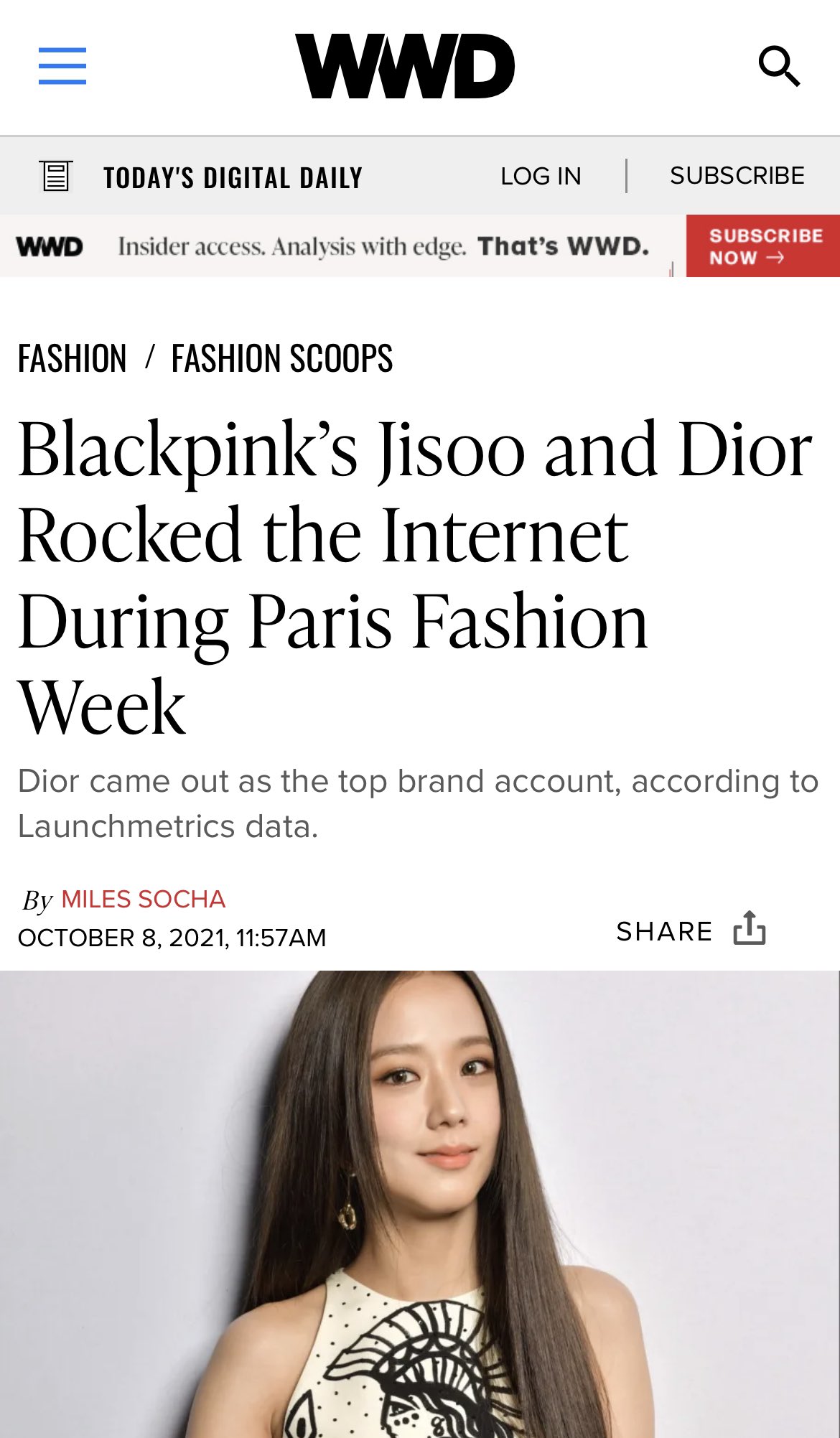 BLACKPINK's JISOO and Dior Rocked the Internet During Paris Fashion Week –  BLACKPINK CAFÉ
