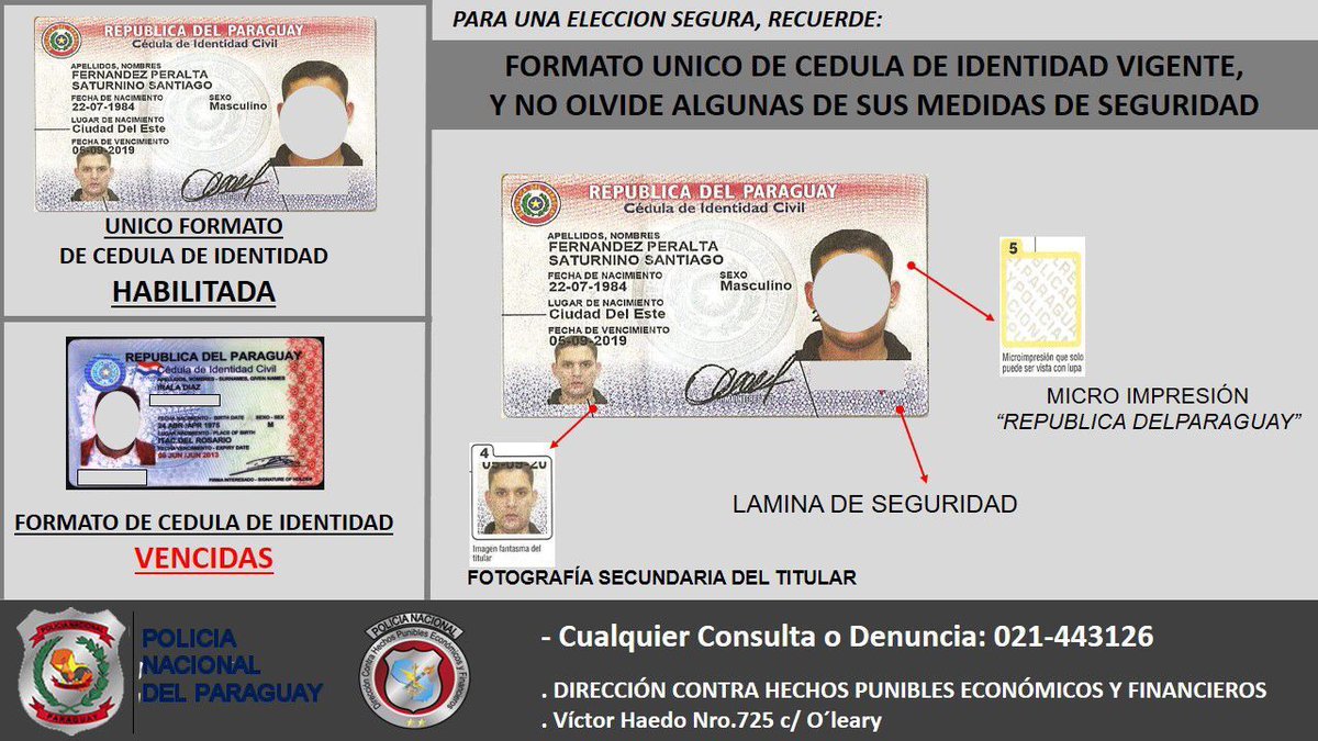 PoliciaDCHPEFpy's tweet photo. Recomendaciones Básicas para Control de la Cédula de Identidad Civil en el momento del uso para estas, para las Elecciones Municipales - 2021.
#DCHPEF
#Cibercrimen
#PruebaDocumental 
@minteriorpy @RRPPpoliciapy @ABCTVpy @UltimaHoracom @C9NParaguay @sntcanal9 
@nanduti @Telefuturo https://t.co/lKvhnABplI
