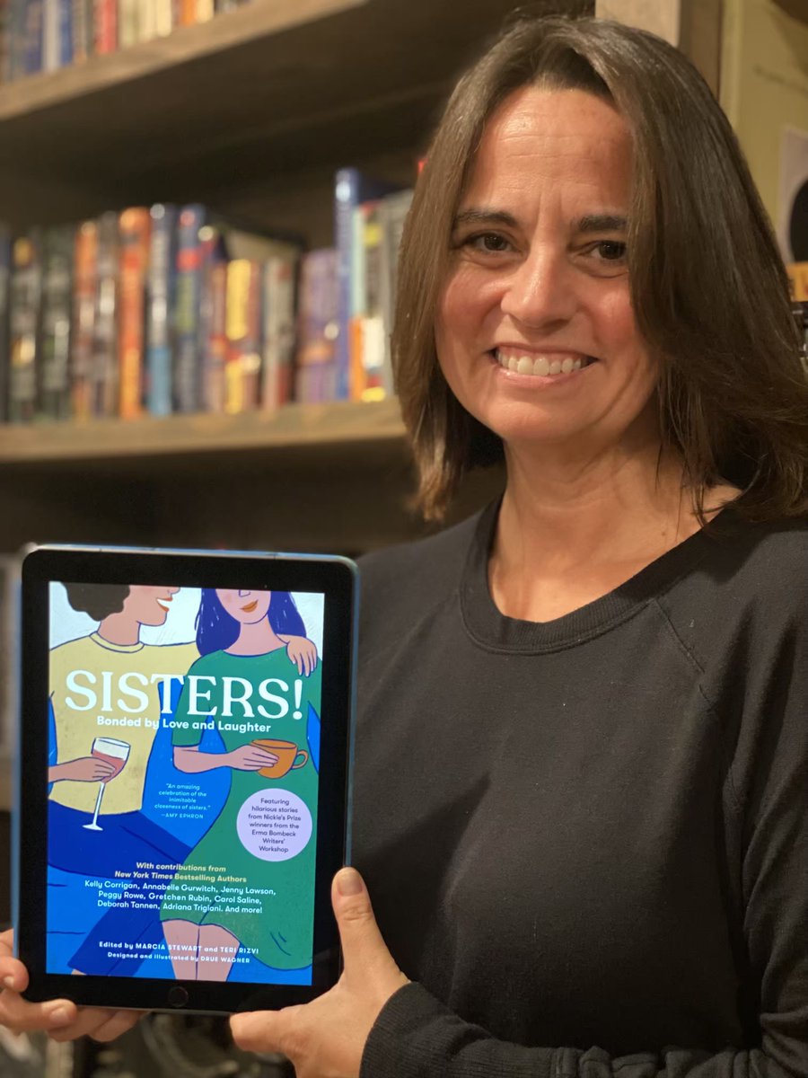 Markleys's tweet image. Excited to reveal the cover for "Sisters! Bonded by Love and Laughter"! On sale October 19! Stay tuned for info &amp;amp; laughter. 😊
This is the first time I'll hold a book in my hands where MY name &amp;amp; writing will be among the pages! That feels amazing.  📚❤️🥰
#sisters #humor #ebww