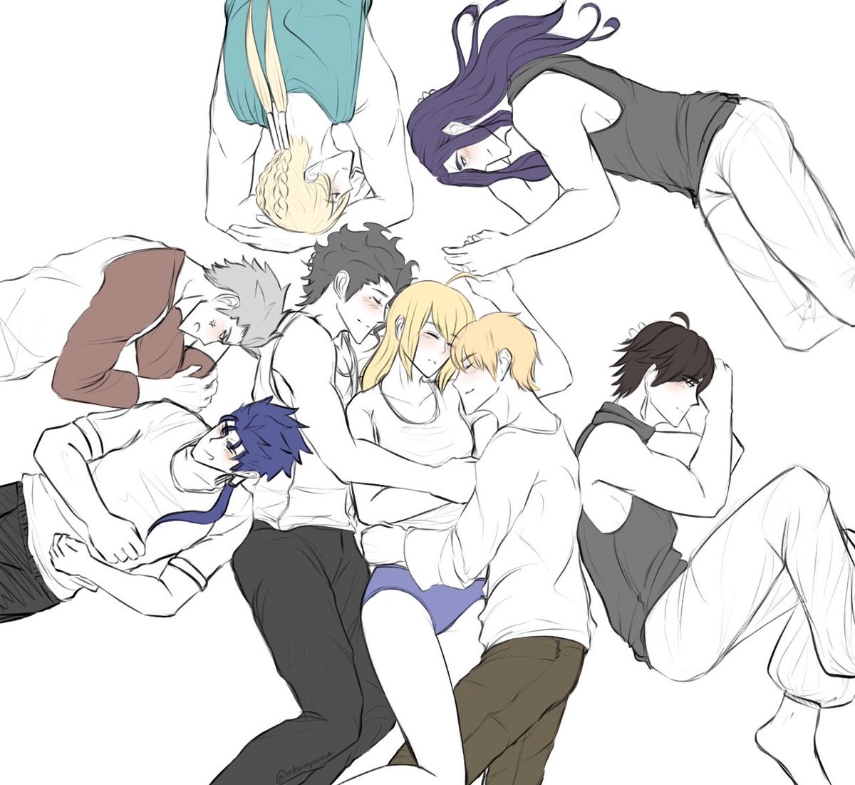akampana1's tweet photo. Harem AU 
#fgo 
#saber https://t.co/wtudHjZC9r