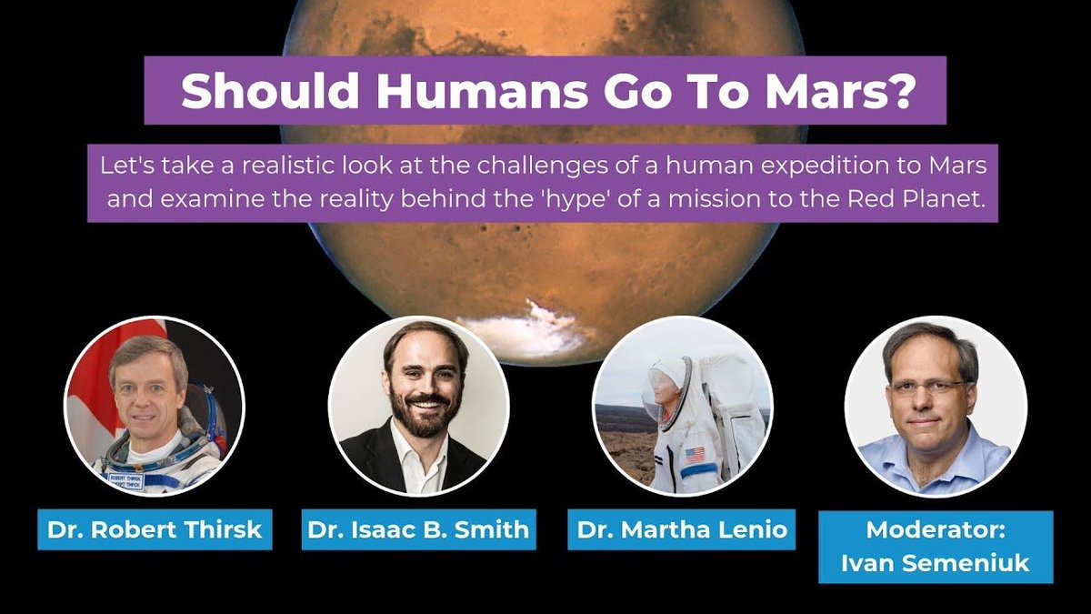 RCIScience's tweet photo. We’re leaving you with one question for #WorldSpaceWeek: Should humans go to Mars? 🤔🚀🪐 Former @csa_asc astronaut @RobertThirsk and others shared their perspectives in #RCITalks ➡️ https://t.co/b4O6MlzU92 https://t.co/54i4Fxsx52
