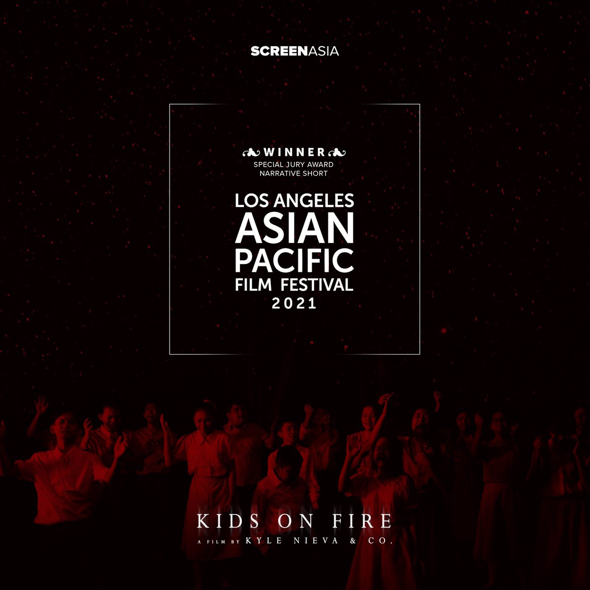 ScreenAsia's tweet photo. #KidsOnFire bags the Special Jury Award at the 37th Los Angeles Asian Pacific Film Festival!
“The director’s satirical tone is evident. From the writing, to the art direction, to the cinematography, KIDS ON FIRE took us down the road to an unexpected devil,” shares the jury. https://t.co/UVLz9gbWWX