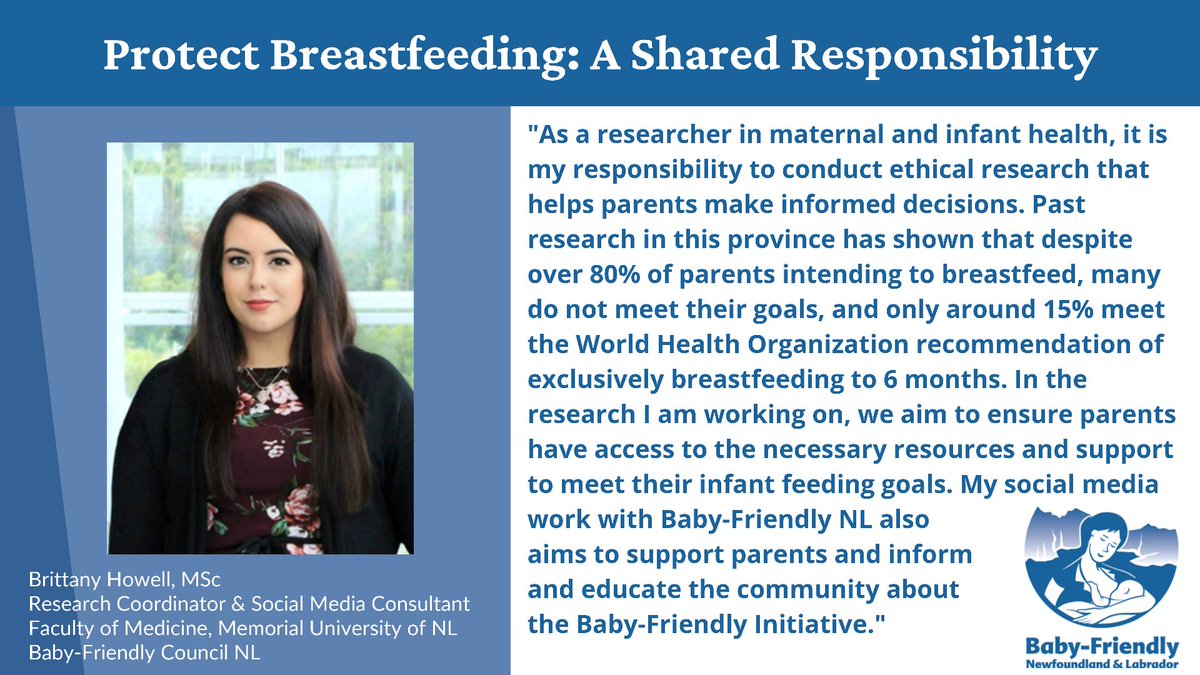 Academia across a range of disciplines, plays a key role in promoting, supporting and advocating breastfeeding through education, research, and dissemination of research findings <a href="/janeway_unit/">Janeway Pediatric Research Unit</a> <a href="/HCS_GovNL/">Health and Community Services NL</a> <a href="/MUNMed/">Faculty of Medicine</a> #ASharedResponsibility #warmchain4breastfeeding #WBW2021 📊🤱🏻